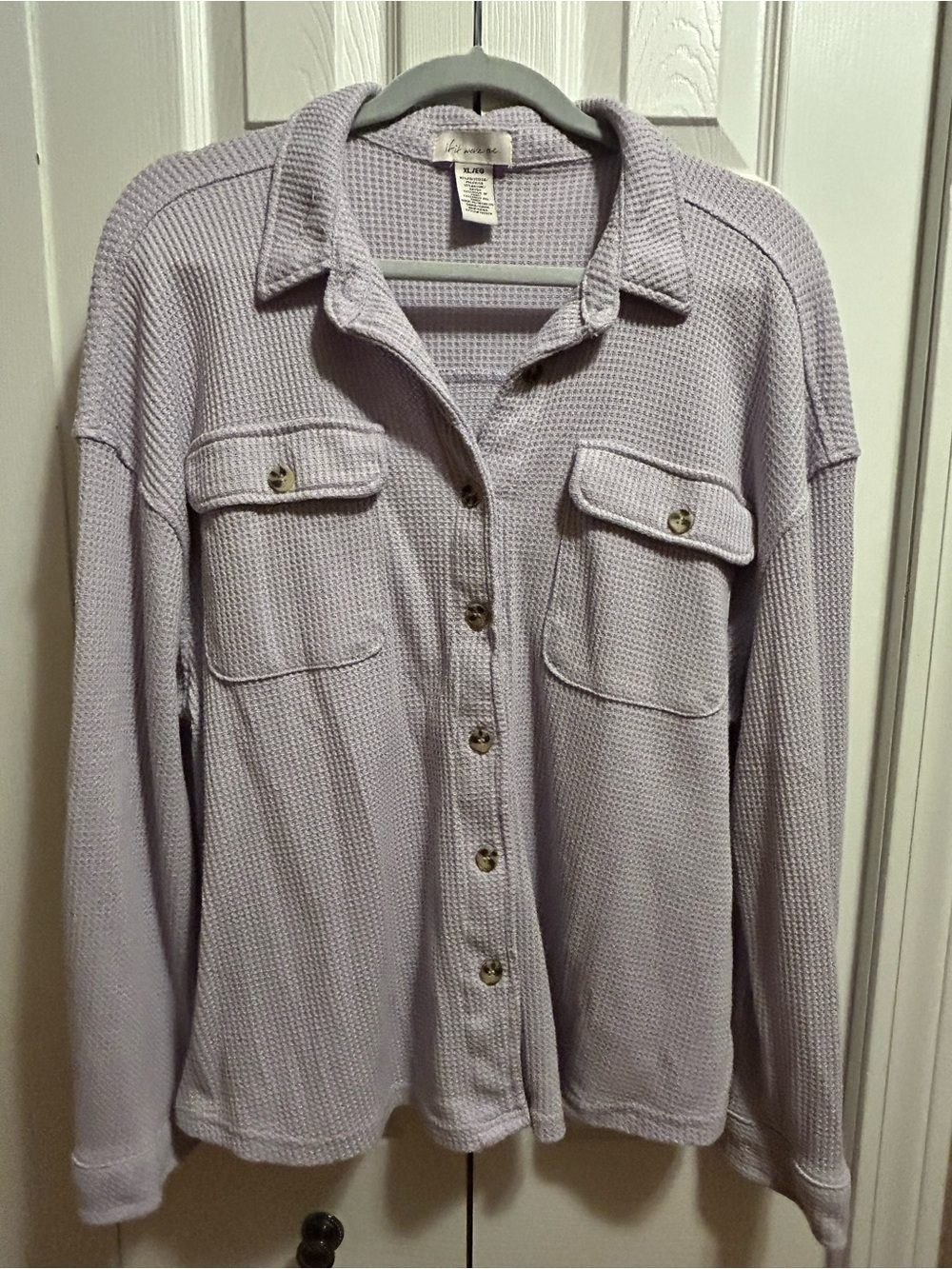 if it were me Lavender Waffle-Knit Button Shirt